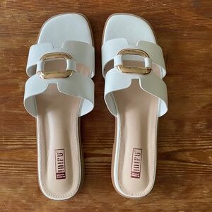 white sandals